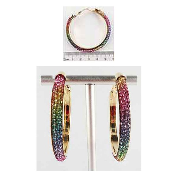 🏷️ Rainbow Crystal Hoops Gold or Silver - Picture 4 of 4